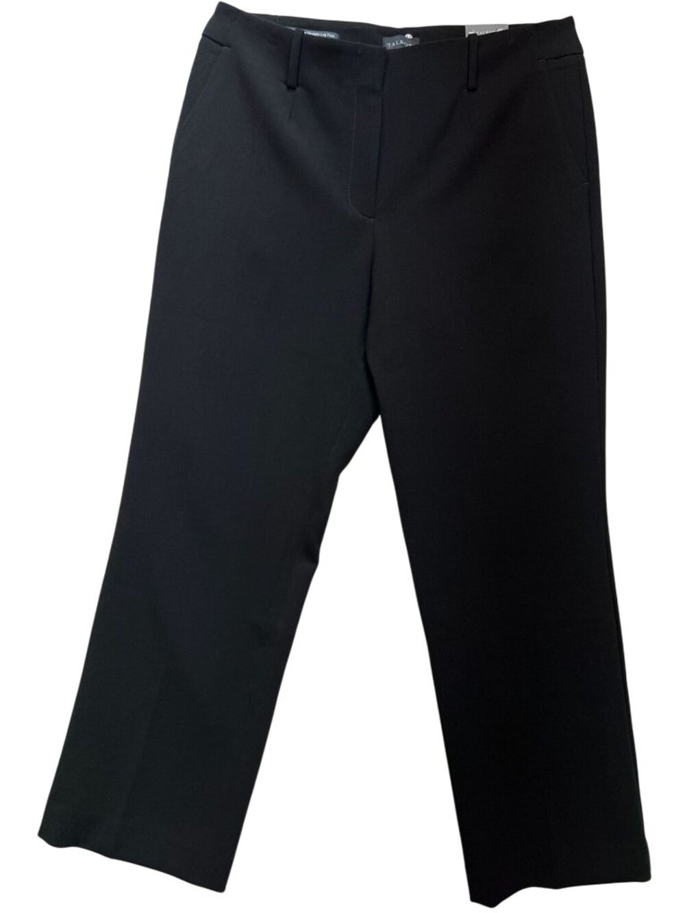 Talbots Womens Southampton Straight Leg Pants Flat Front Mid Rise Size 12P Black